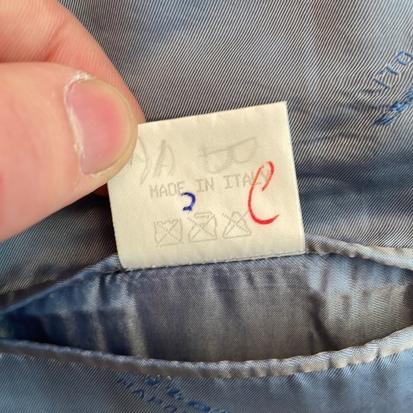 Kiton mens 44L light blue stripe cashmere linen 3-button suit jacket EUC - Picture 7 of 7